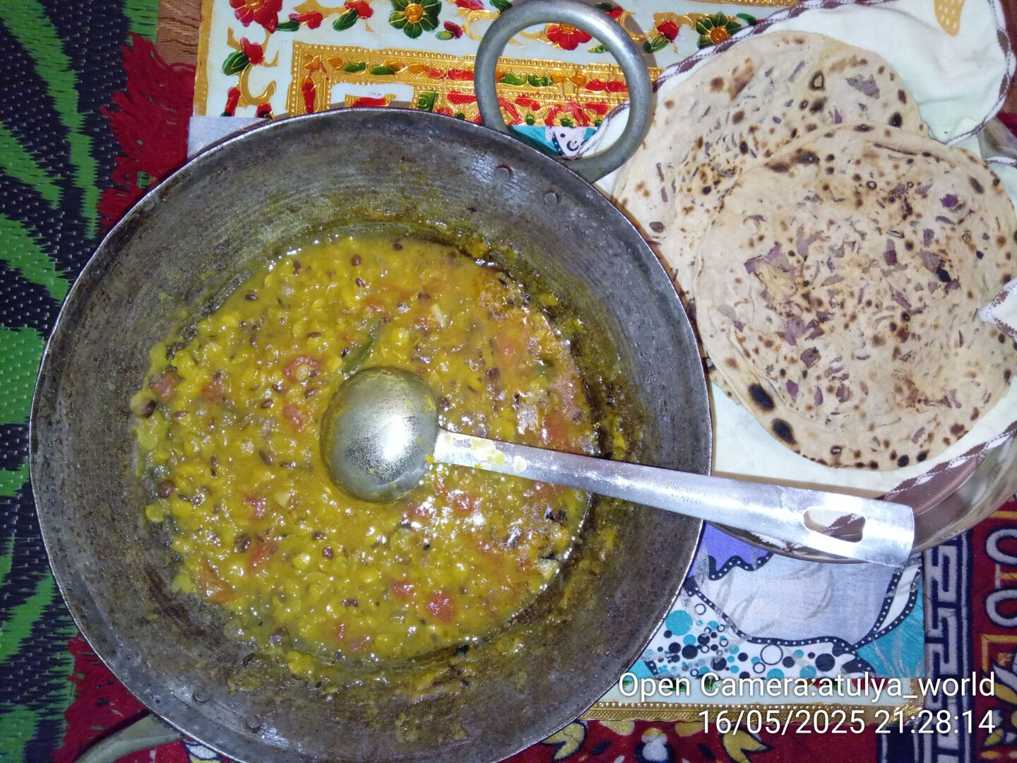 Yellow daal and onion roti