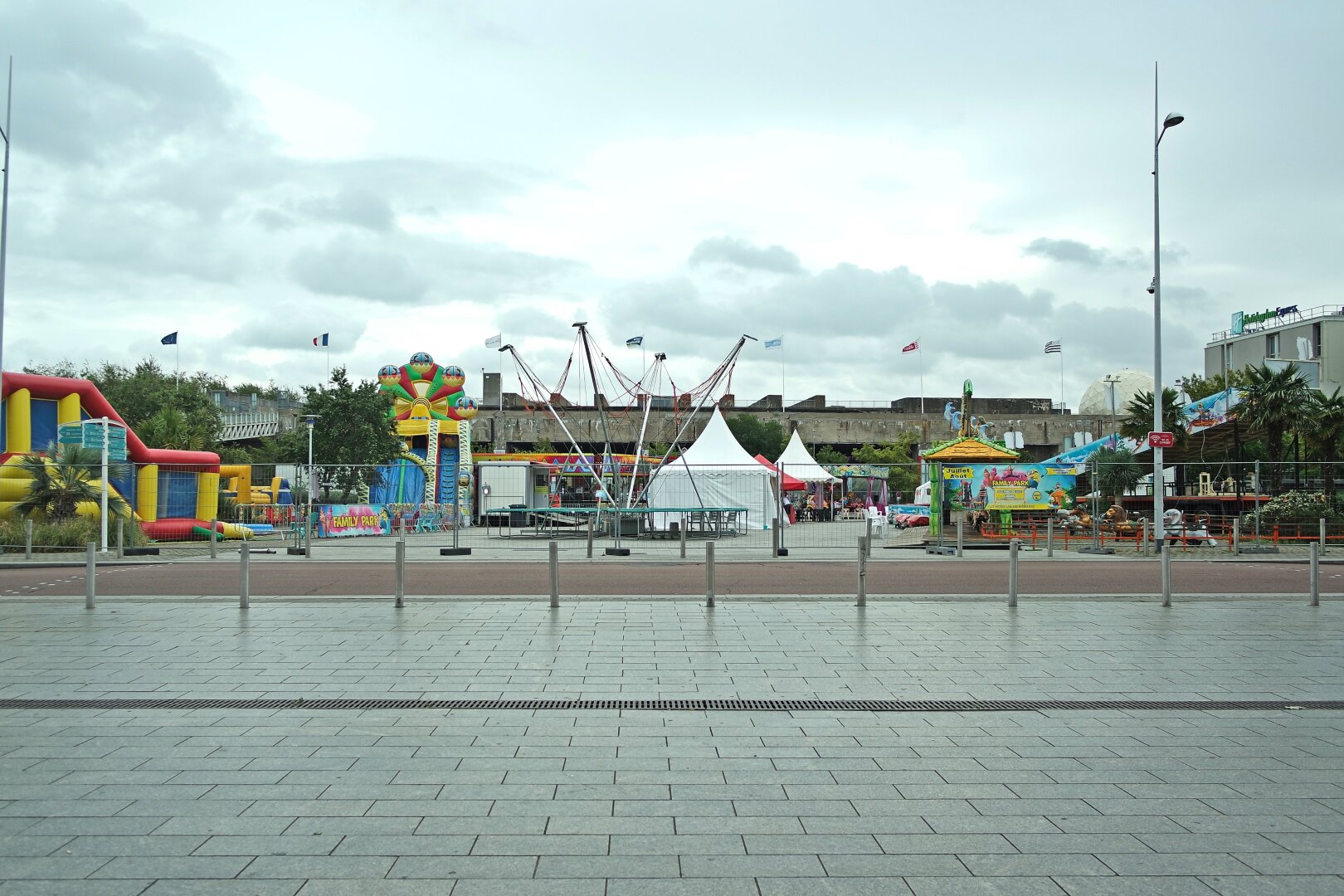 A deserted funfair.