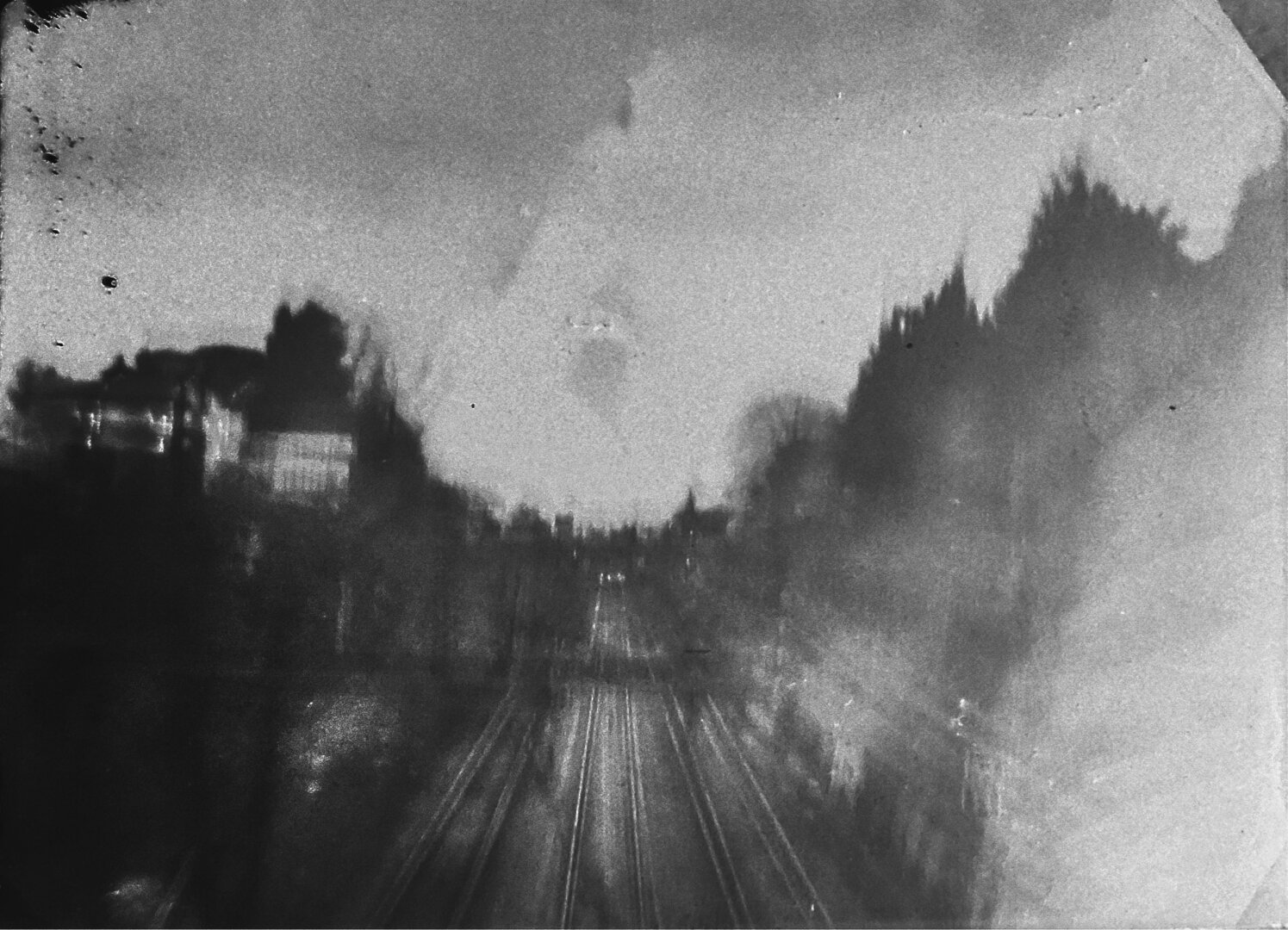 Expressionnist Railway track - Long exposure experiment directly on photo paper