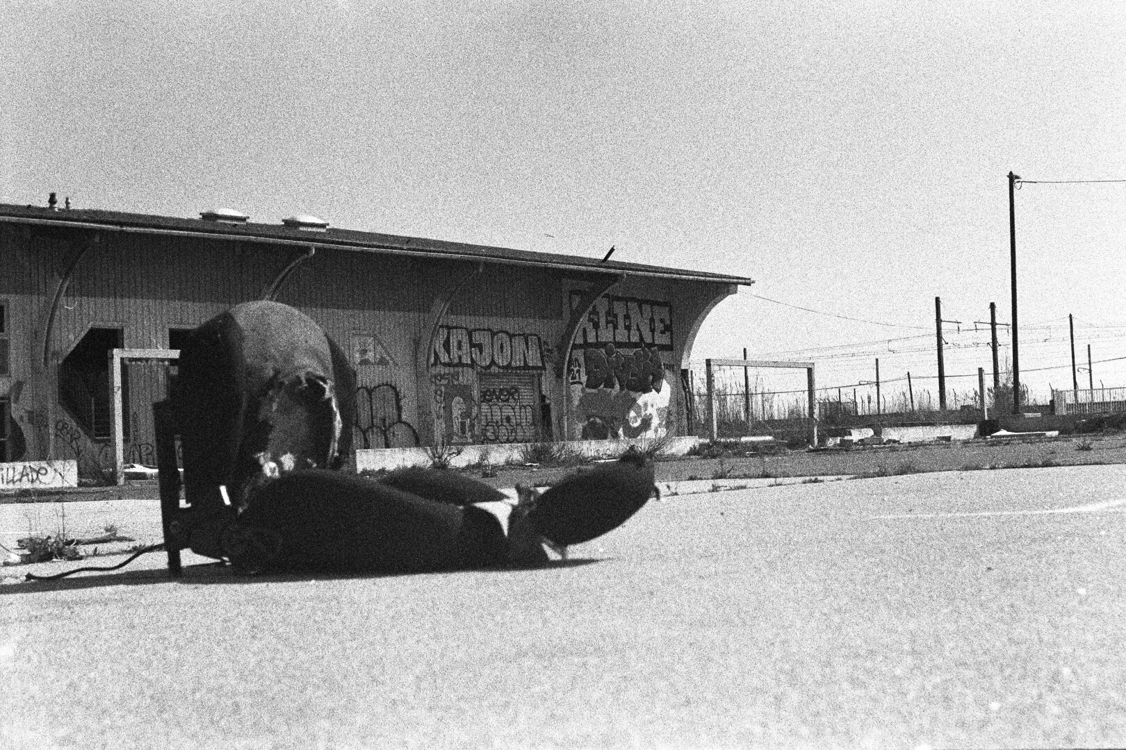 Abandoned car seat in an industrial area...
