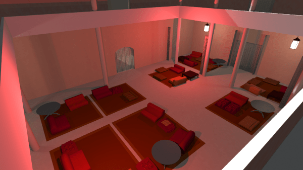 Selber Raum, aber in der Draufsicht aus der oberen Etage durch die offene Decke im Mittelbereich.