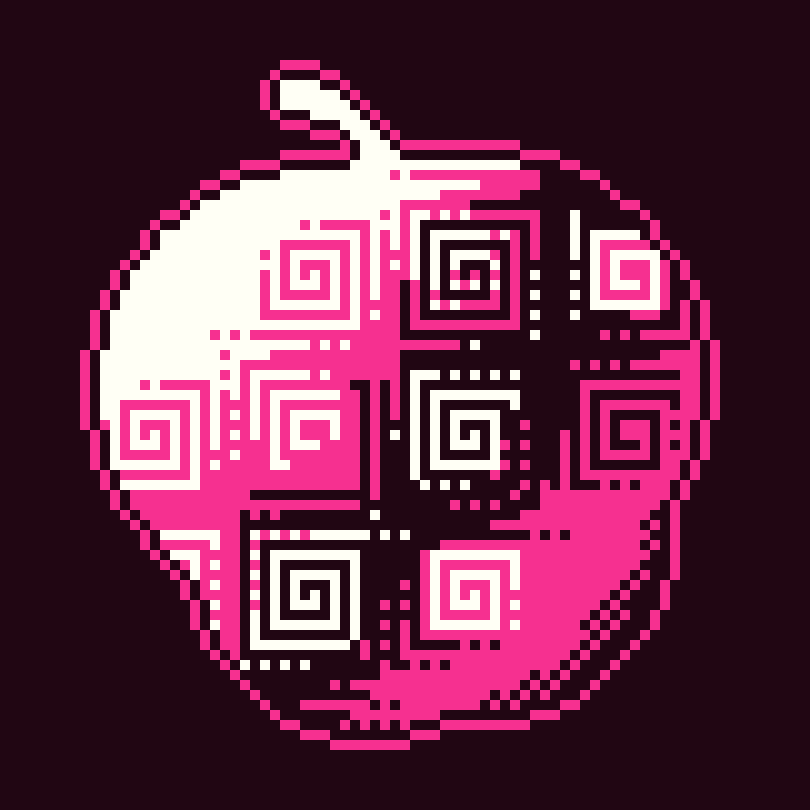 Pixelart apple made of three colours from the Sangri palette on Lospec