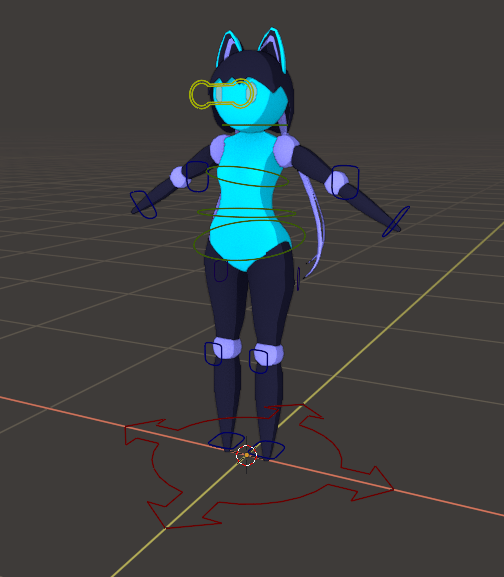 The robot "Echo" depicted with it's Kinematic Controls active and ready to be used.