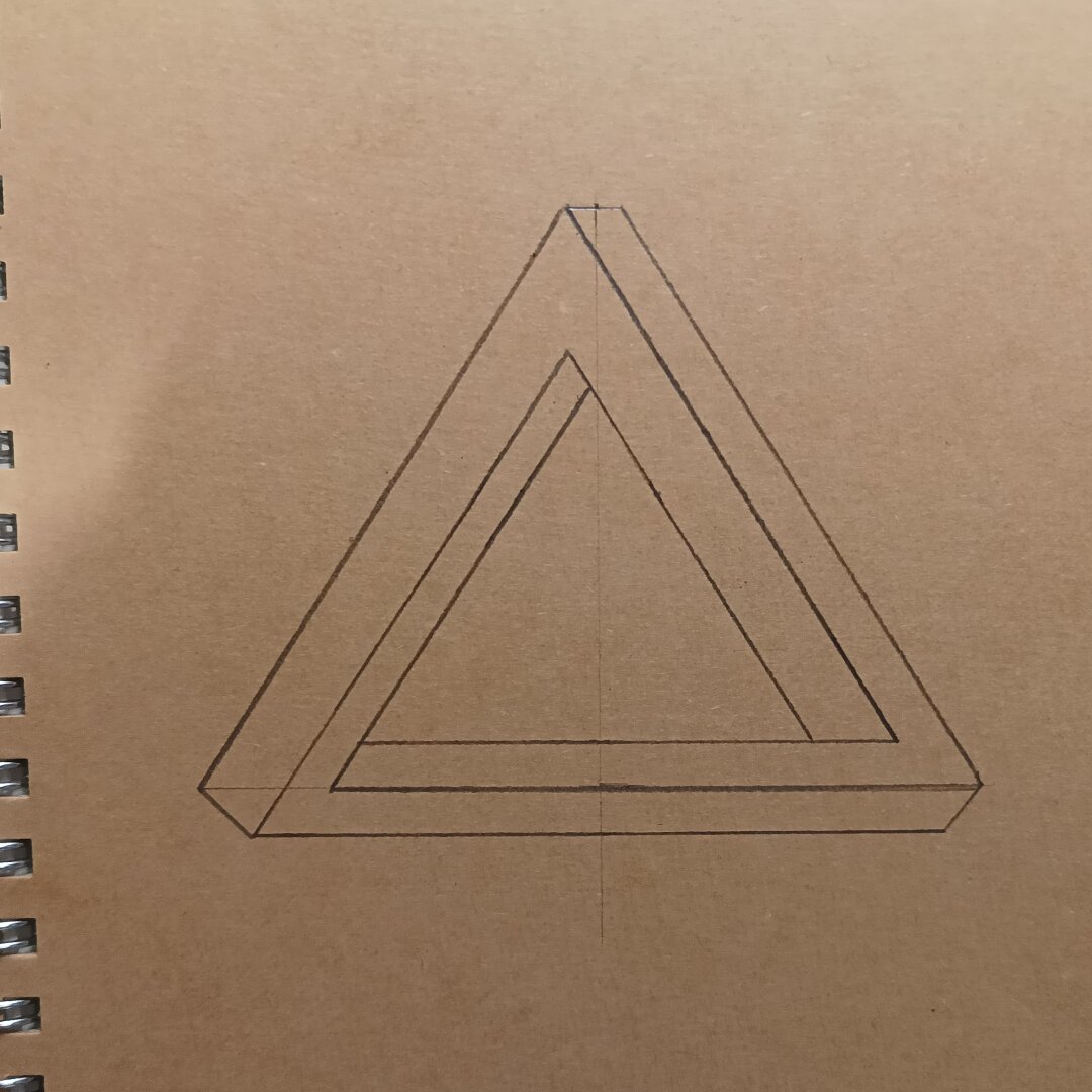 Picture of the outlines of the shape and the beams completed.