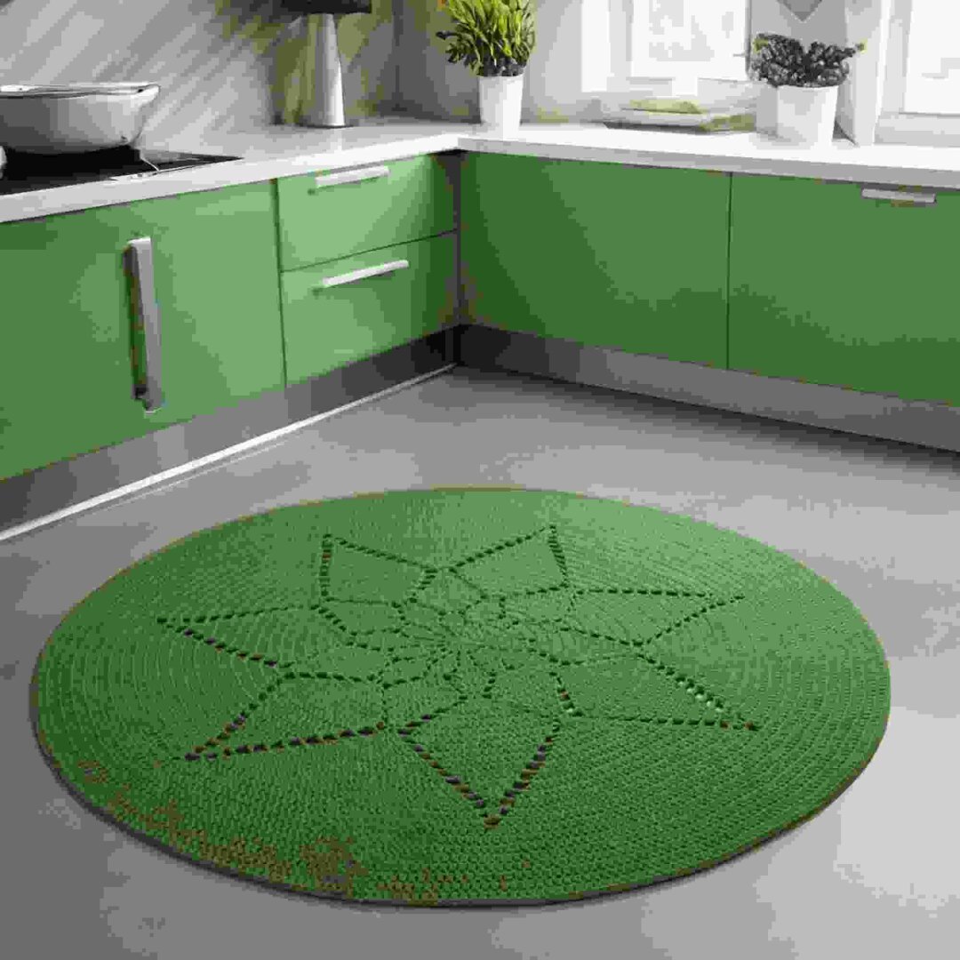 Matcha Starflower Round Rug - Customizable  Crochet