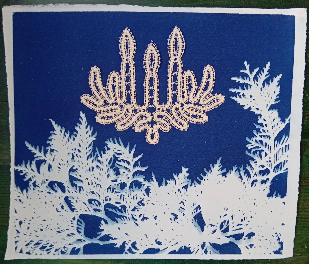 Cyanotype with bobbin lace