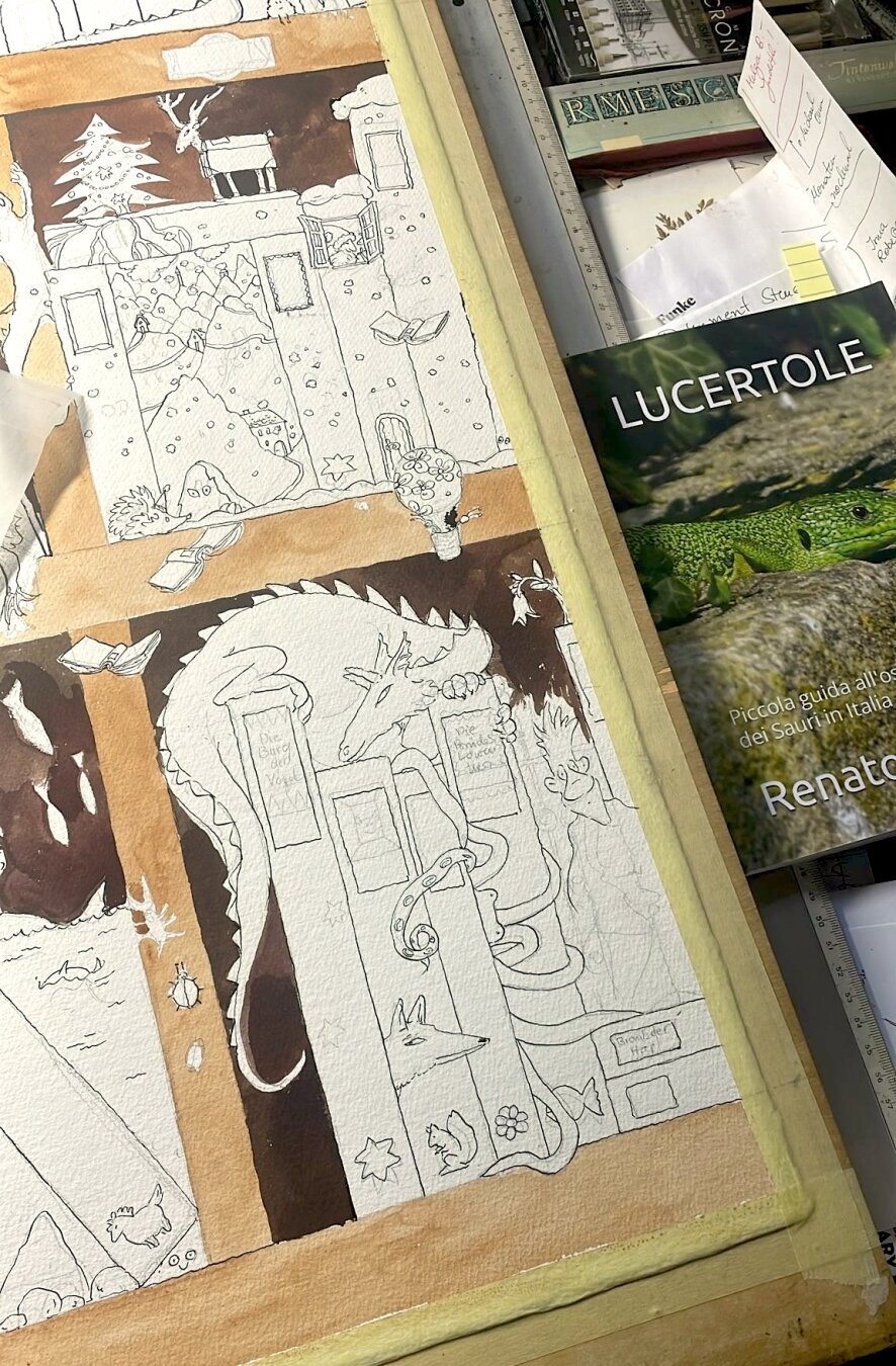 Cornelia working on a new "Wimmelbild"