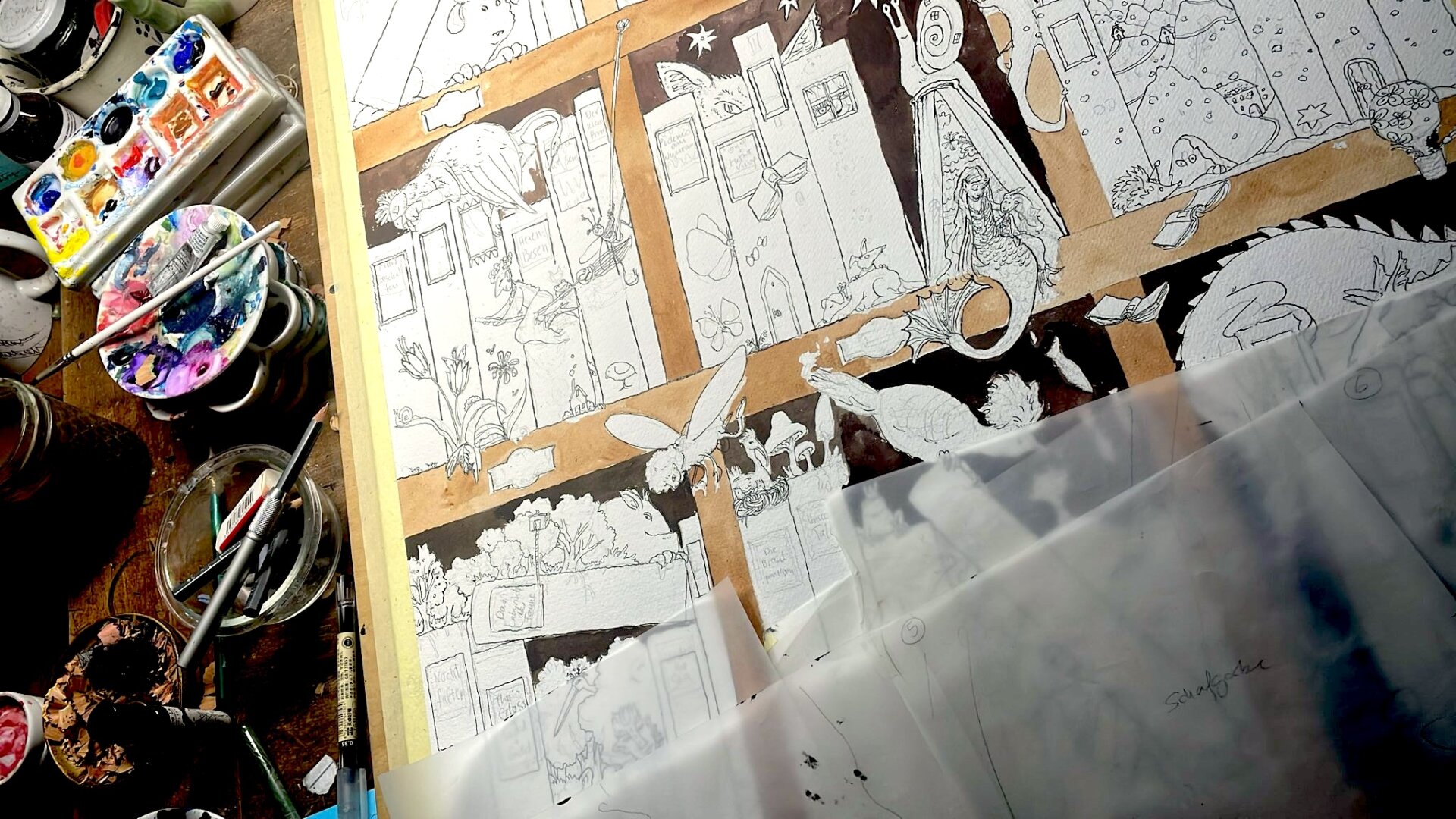 Cornelia working on a new "Wimmelbild"