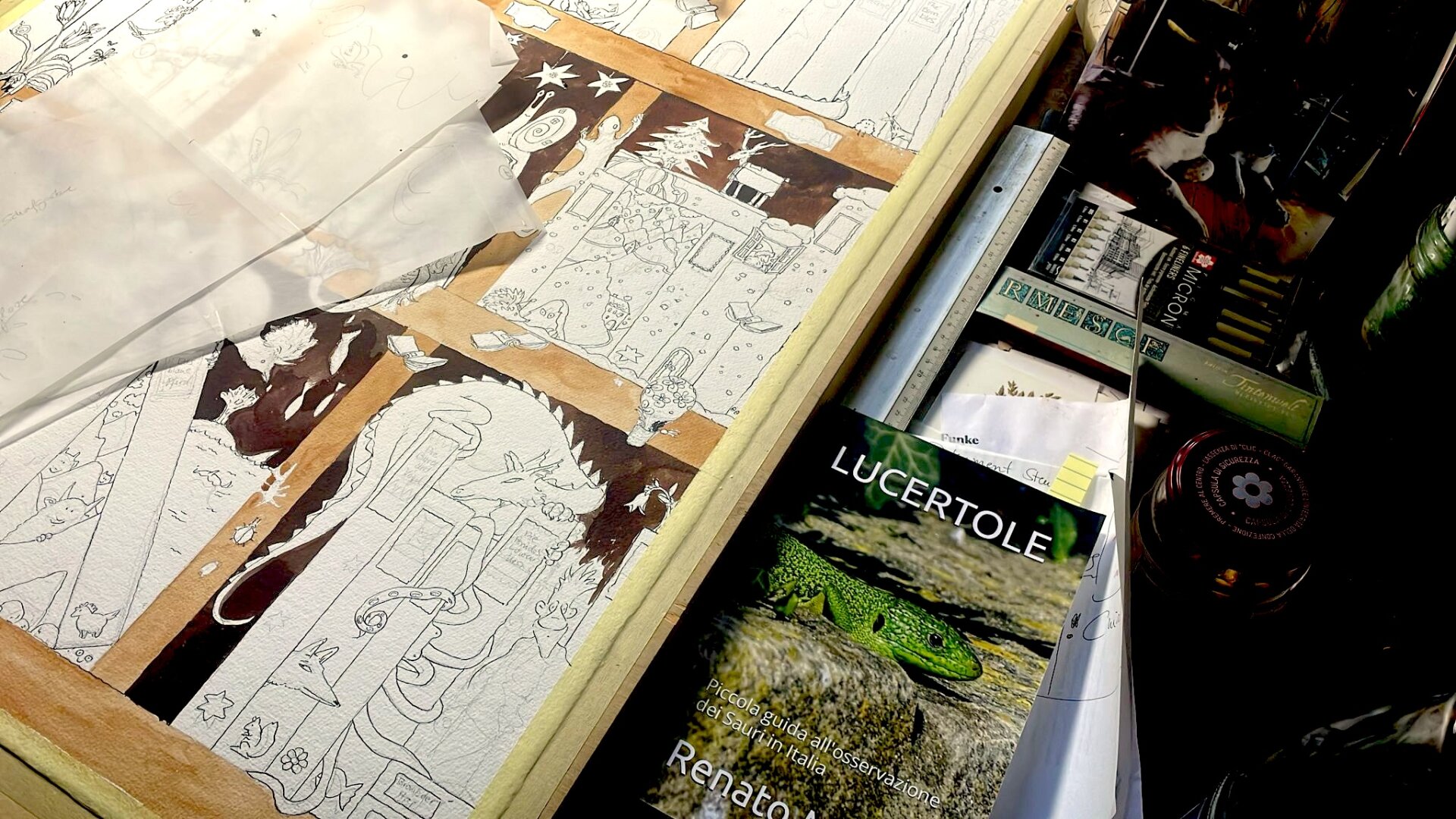 Cornelia working on a new "Wimmelbild"