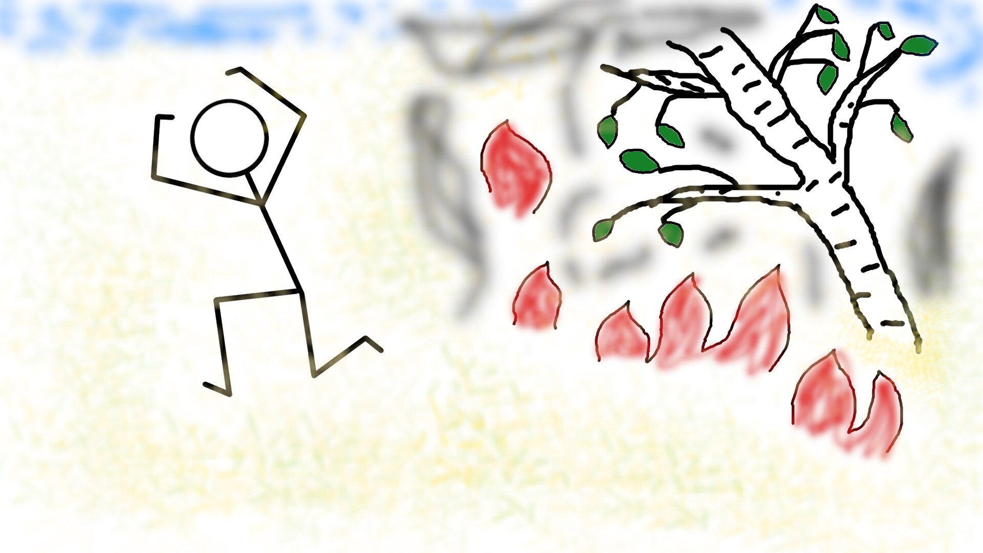 Человечек спасается от огня