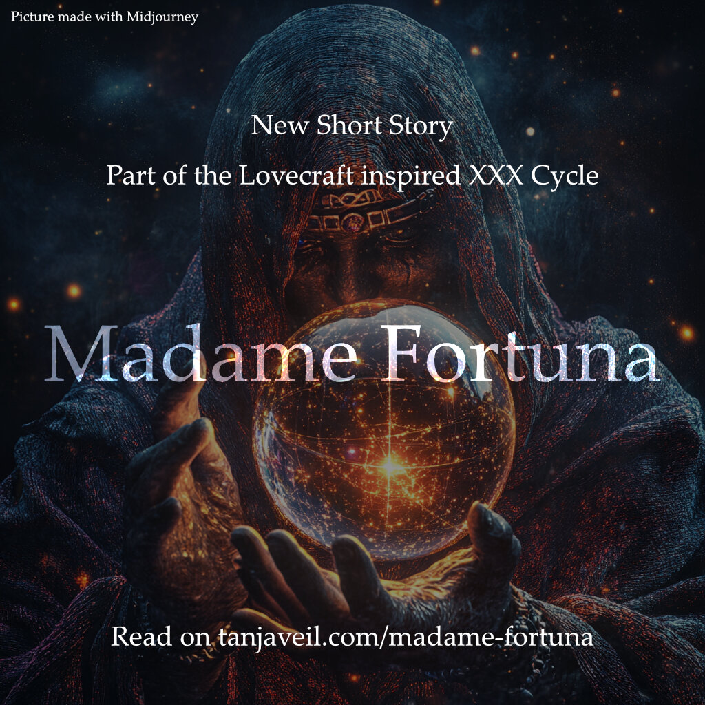 AI made picture of a fortune teller, looking slightly creepy.