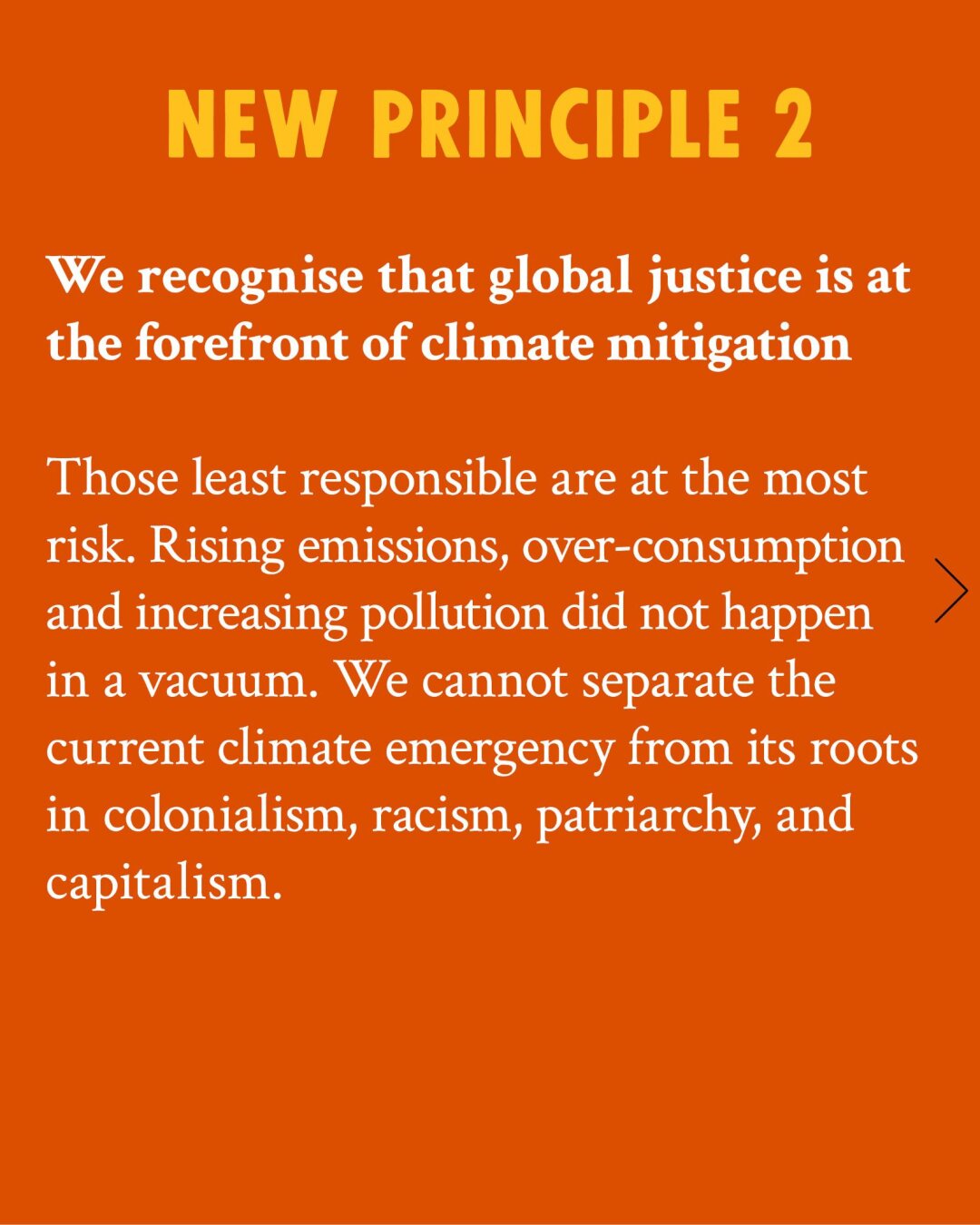 New Principle 2: We acknowledged being in a privileged position in our country, and therefore highlighted the importance of global justice in our fight against climate change.