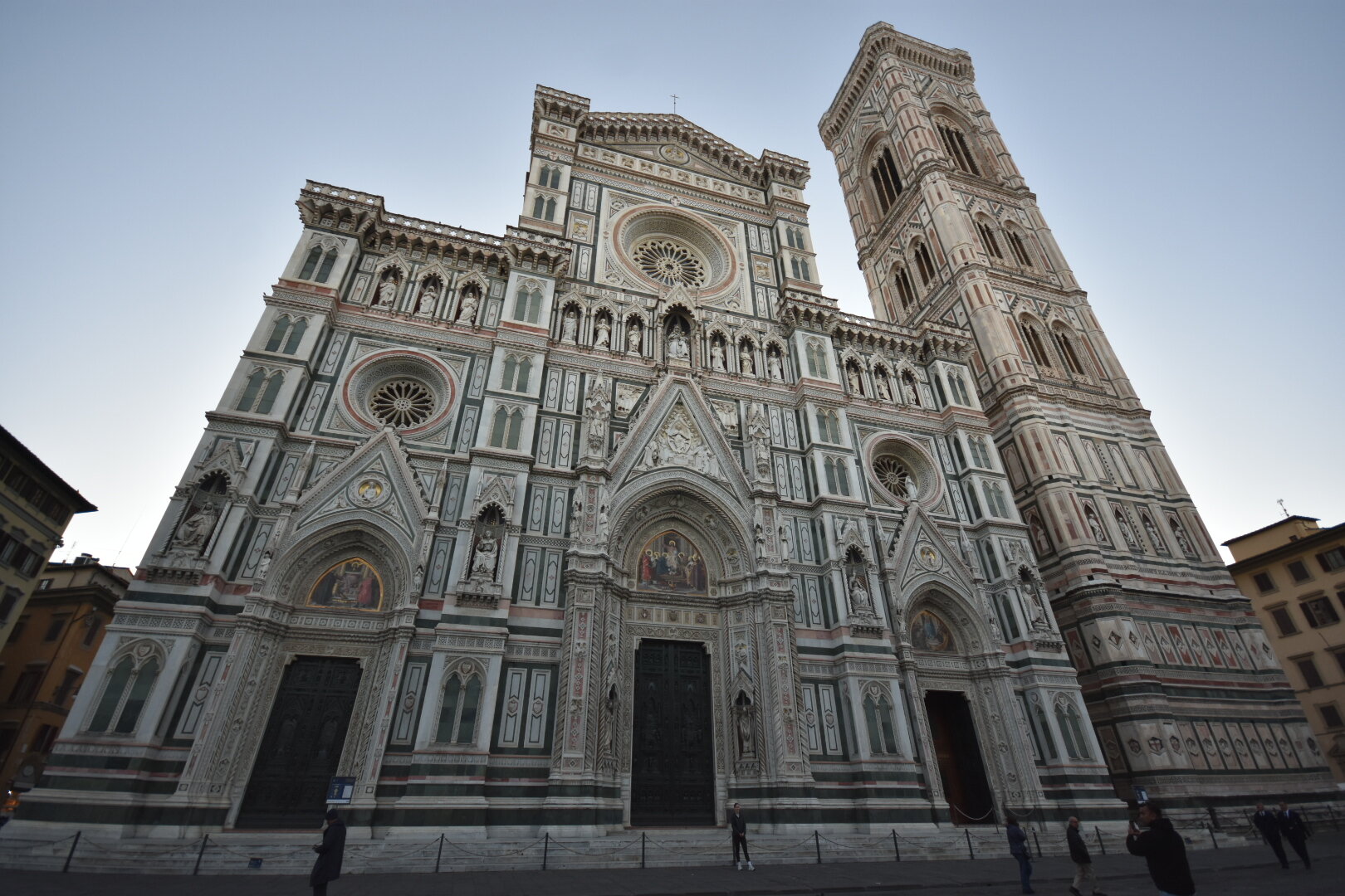 Facade of the Florence chatedral. On the right the Giotto tower is also visible
