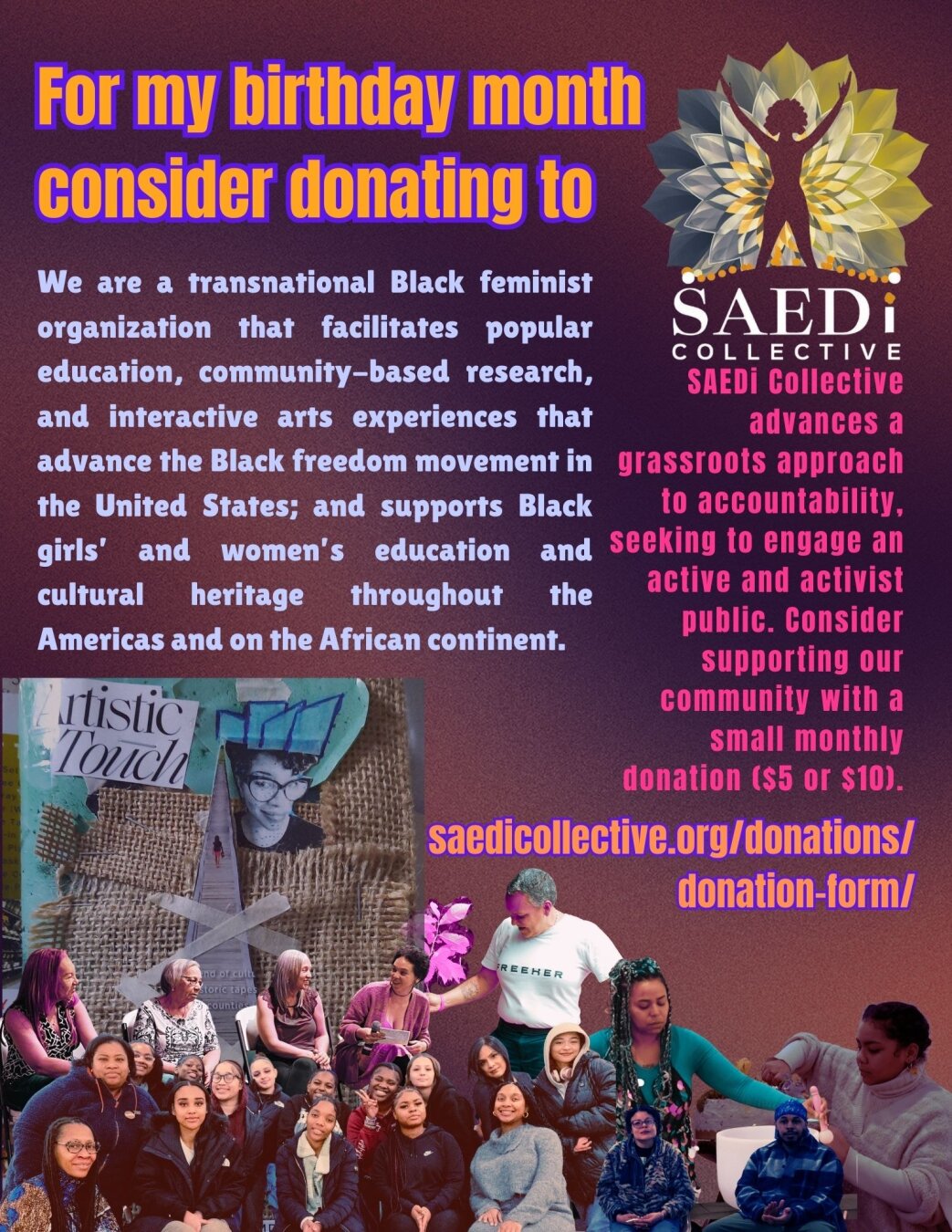 Please consider supporting the work of SAEDi Collective this Giving Tuesday. www.saedicollective.org
