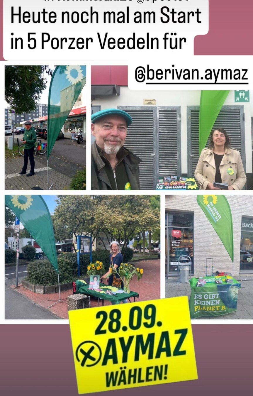 Grüne an 4 Wahlkampfständen mit Beachflags