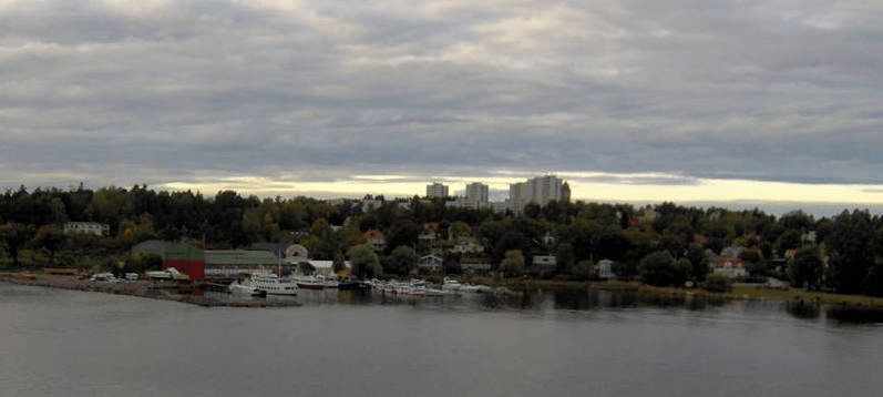 Photo of the port/docks and mainland Stockholm