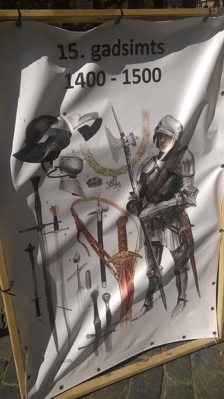 A sign of what armor, weapons and jewelry looked on a 15th century knight