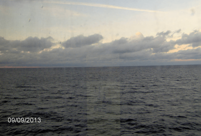 Photo of the Gulf of Riga, taken through the window of the cruise ship Tallink