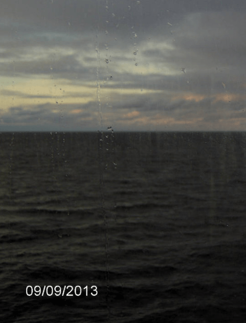 Photo of the Gulf of Riga, through the window of the cruise ship Tallink