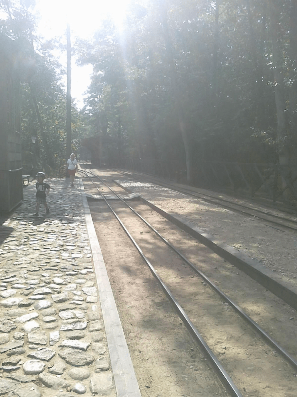 The narrowrail railway for the old steam train to ride on, by the old style platform
