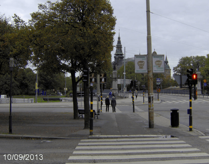 Crosswalk in Stockholm, on the way to the Vasa Museum