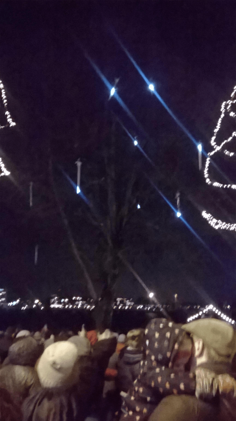 Shaky photo, sky is smokey from the fireworks display