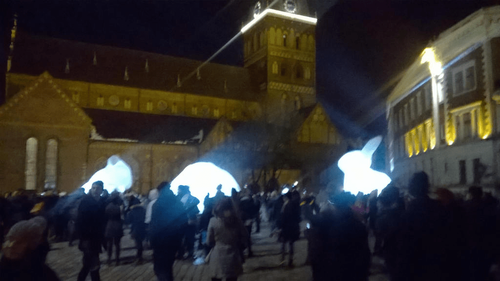 More glowing animals - all seem to be bunnies and surrounded by people