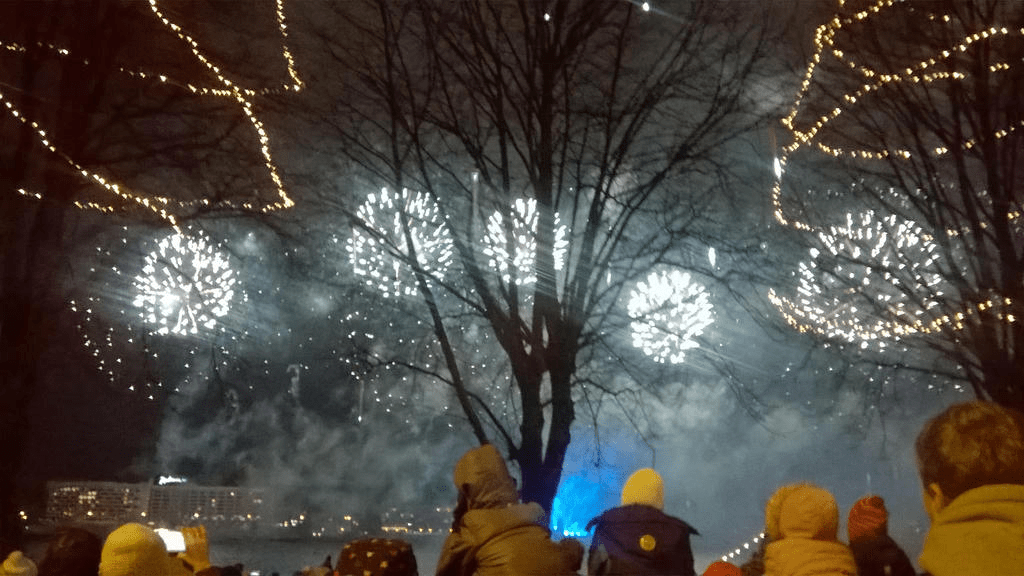 Fireworks are now five bright balls
