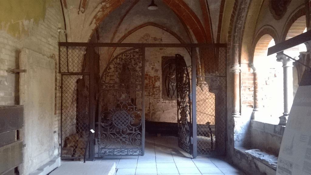 Metal gate in the hallway of the cathedral