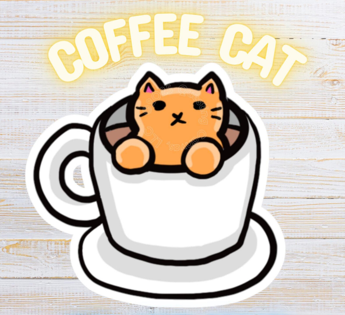 An orange cat sitting inside a cup of coffee.