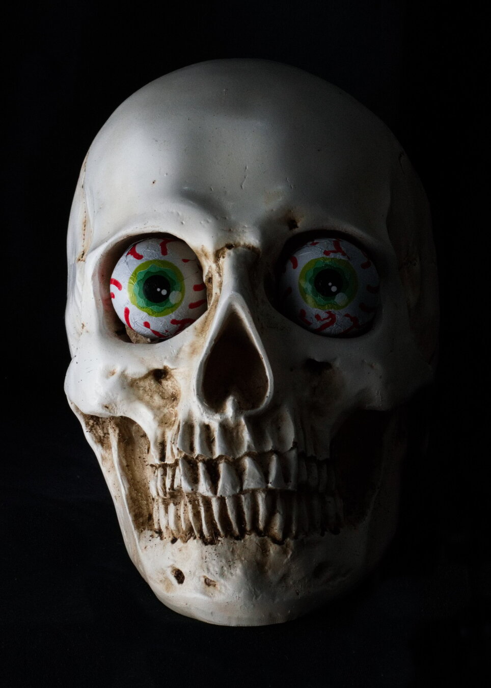 Spooky shot of a (toy) skull