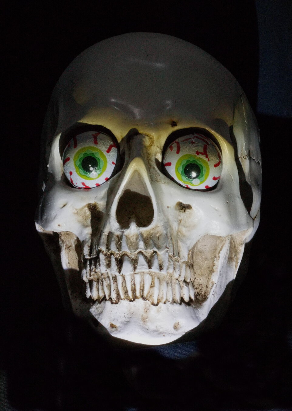 Spooky shot of a (toy) skull