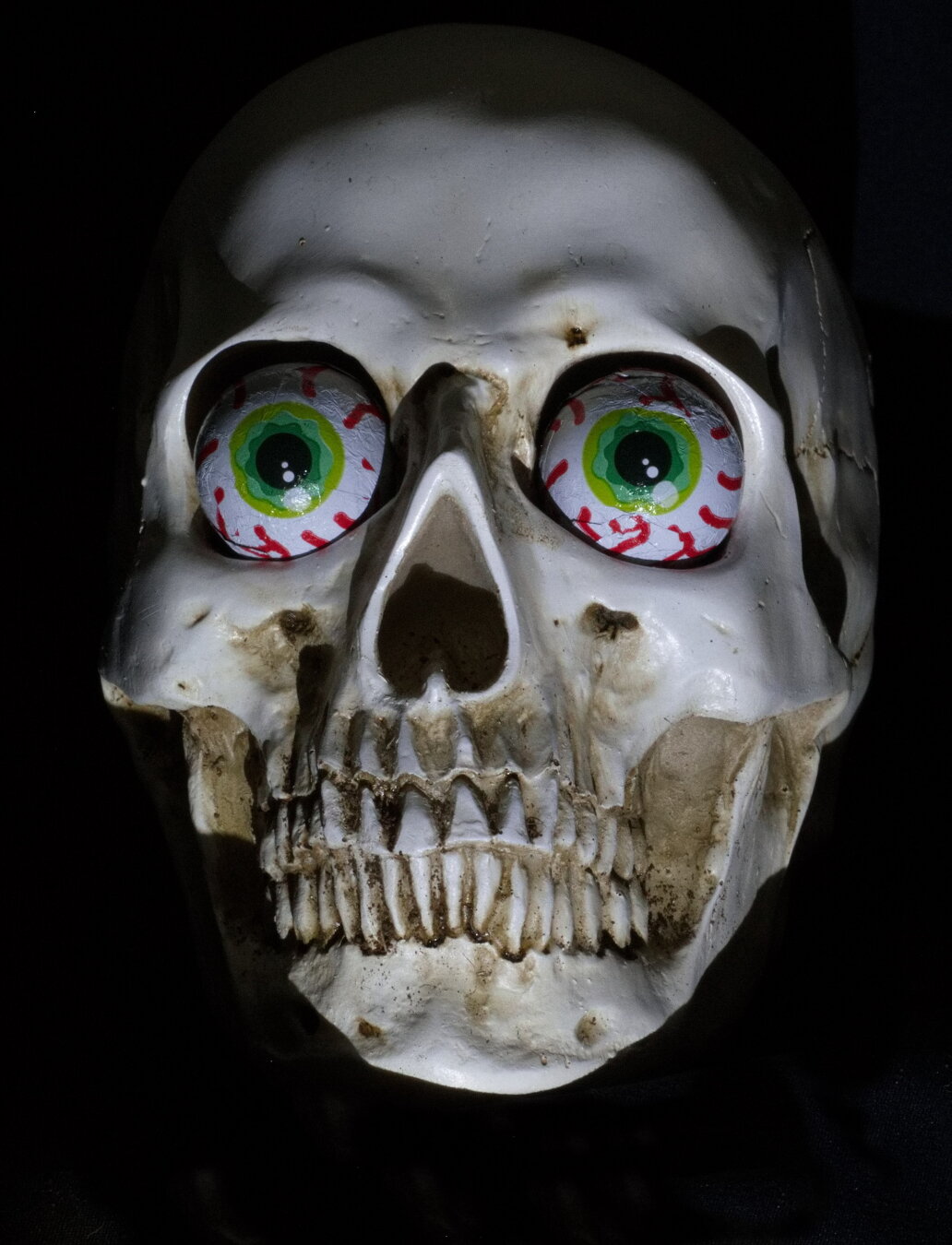 Spooky shot of a (toy) skull