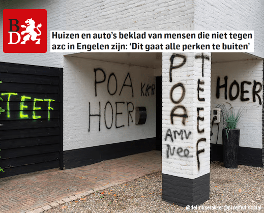 Huizen en auto’s beklad van mensen die niet tegen azc in Engelen zijn: ‘Dit gaat alle perken te buiten’