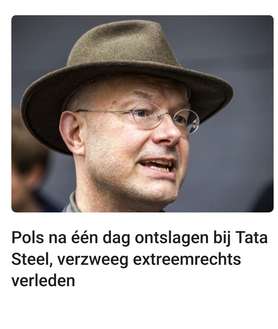 NOS headline: Pols na één dag ontslagen bij Tata Steel, verzweeg extreemrechts verleden 