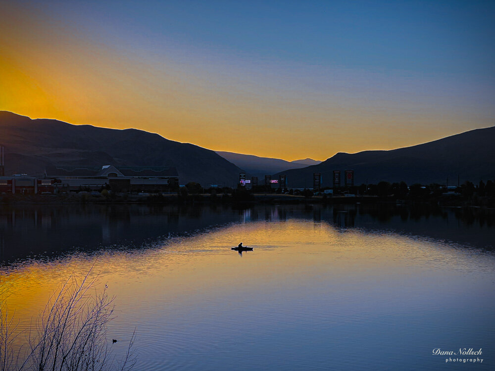 Sunrise over a lake.