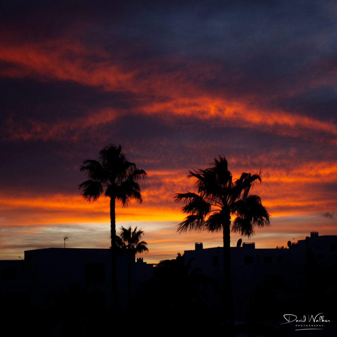 Spectacular sunset over Costa Teguise