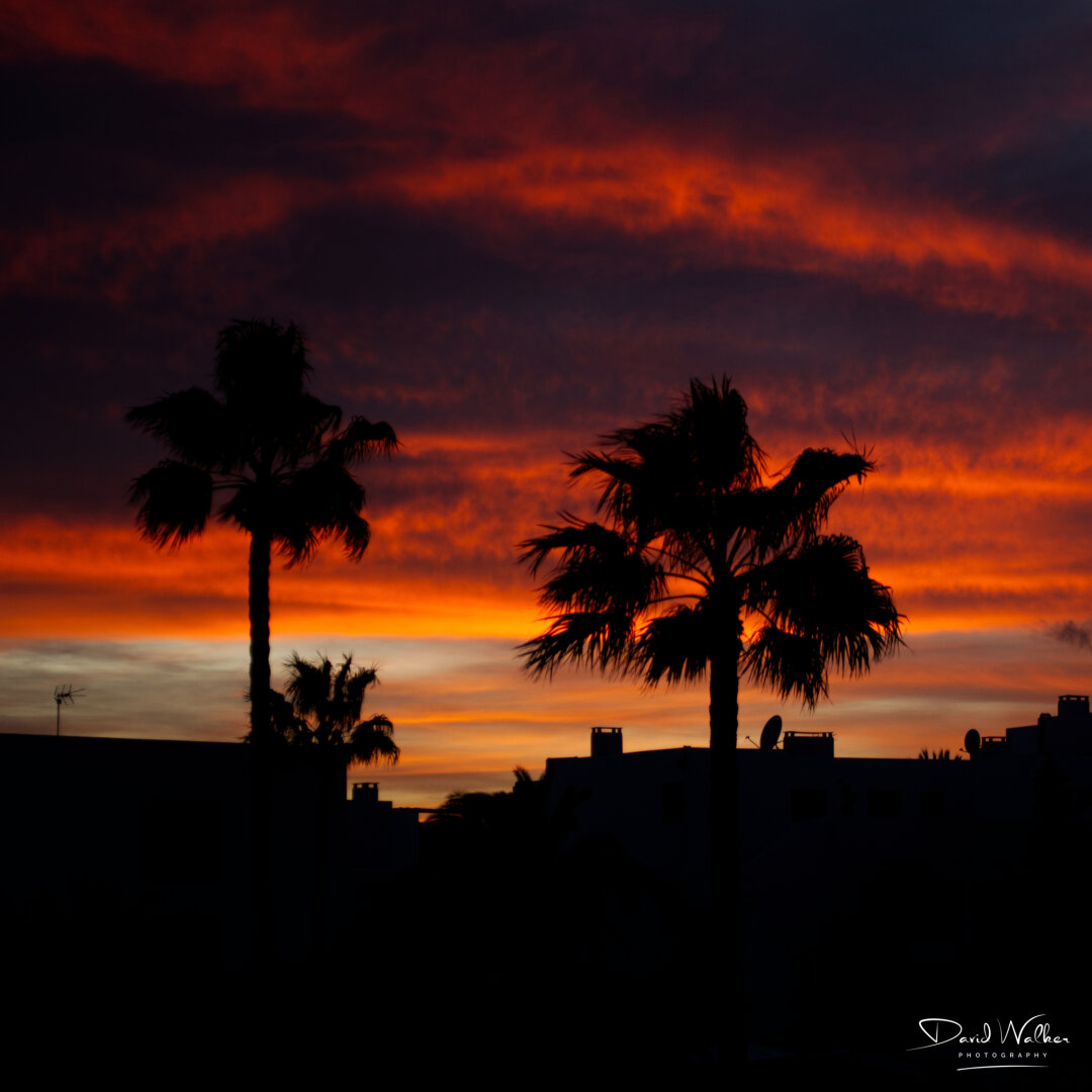 Spectacular sunset over Costa Teguise