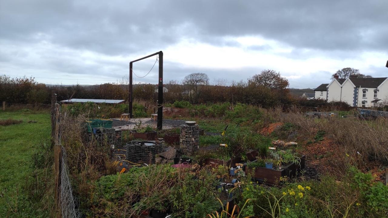 2 telegraph poles and crossbar in new garden