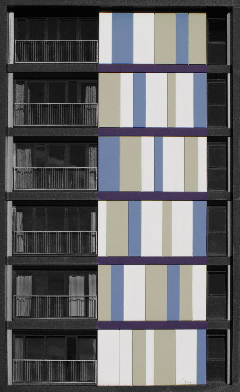 Close up of facade of modern building