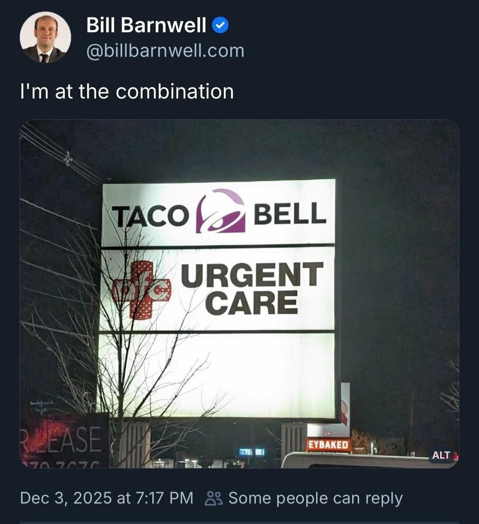 3 Bill Barnwell @ & @billbarnwell.com I'm at the combination / .,?‘--.. 4 ..:..' ,—Lv'“m—v;u_ Dec 3, 2025 at 7:17 PM Some people can reply