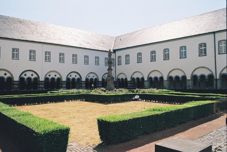 Inside the courtyard of an abbey