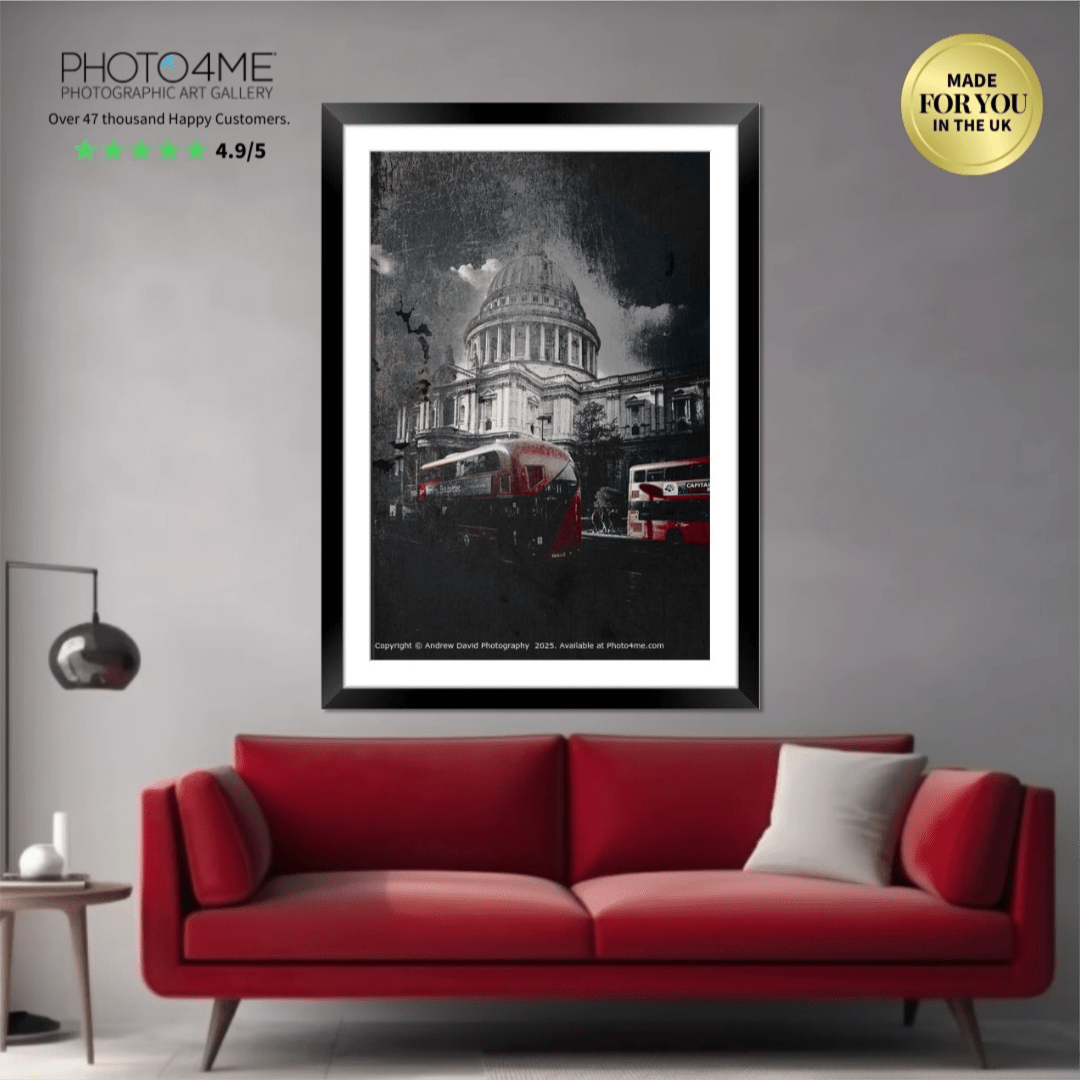 have a look at my St Paul's Cathedral cityscape with iconic red double-deckers rushing past the weathered dome.  Photo by @andrewdavid.photography Available as framed prints from my store  at https://tr.ee/296Fpw  #buyintoart #art #londonart #cityscapes #londres #uk #London #fineart