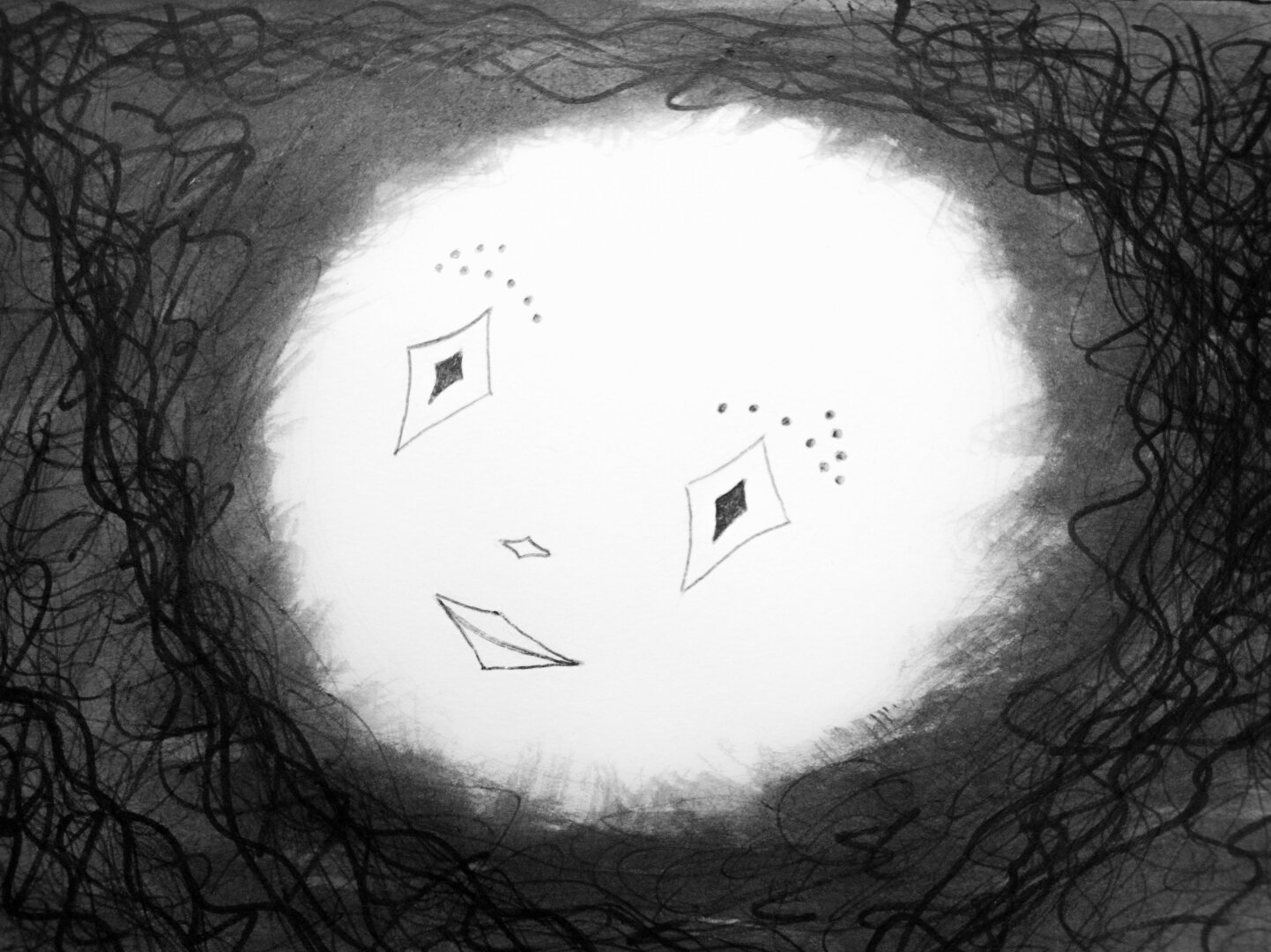 painting of a glowing face